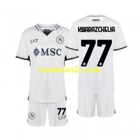Fußballtrikots SSC Neapel Khvicha Kvaratskhelia 77 Kinder Auswärts Trikotsatz 2024-2025